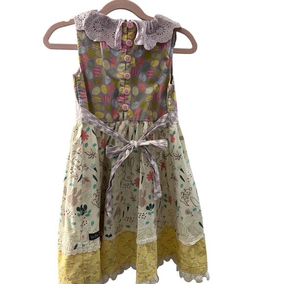 Matilda Jane Enchanted Garden Twirl Forever Dress 6 Easter Bunny Egg Eyelet - Picture 3 of 5